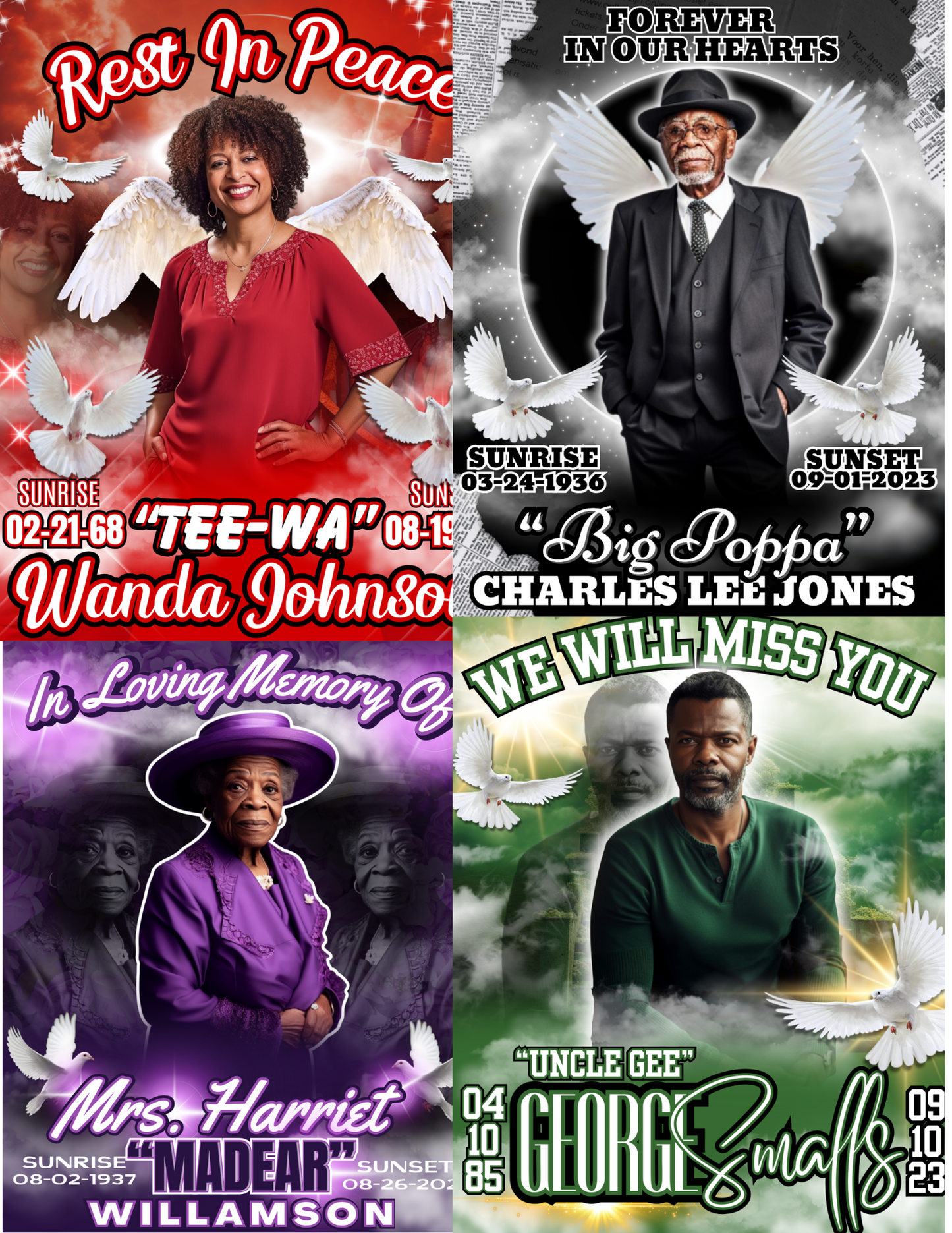 EDITABLE  4-PACK MEMORIAL DESIGN